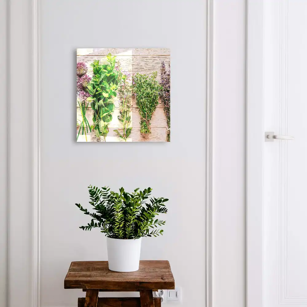 Boîte à clés murale herbes sur bois pleines d'énergie et de fraîcheur
