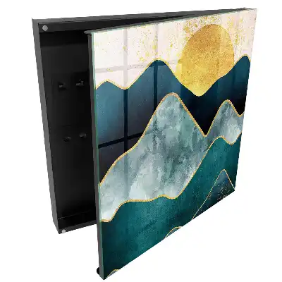 Boîte à clés murale les sommets des montagnes et le soleil