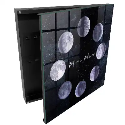 Armoire à clés phases de la lune sur fond sombre avec des étoiles
