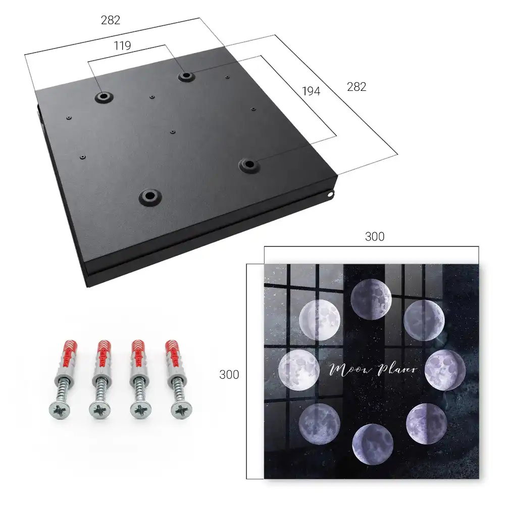 Armoire à clés phases de la lune sur fond sombre avec des étoiles