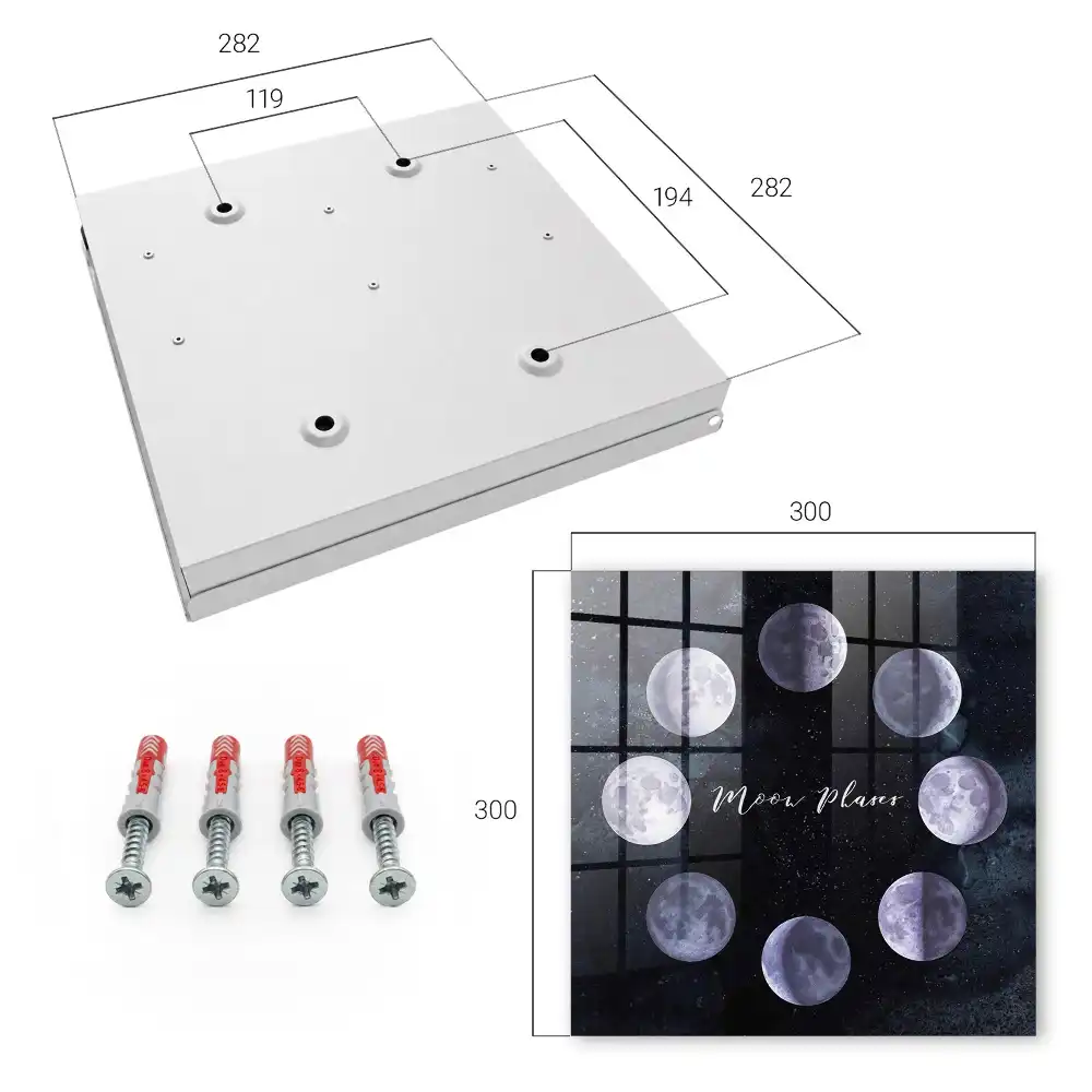Armoire à clés phases de la lune sur fond sombre avec des étoiles