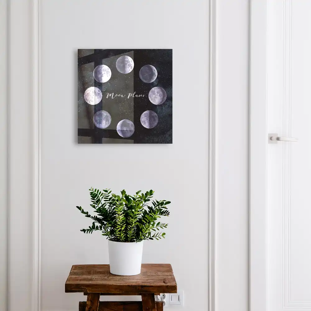 Armoire à clés phases de la lune sur fond sombre avec des étoiles