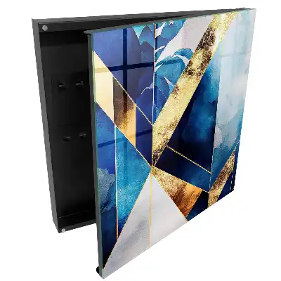 Armoire à clés des géométries vives dans des tons bleus et jaunes
