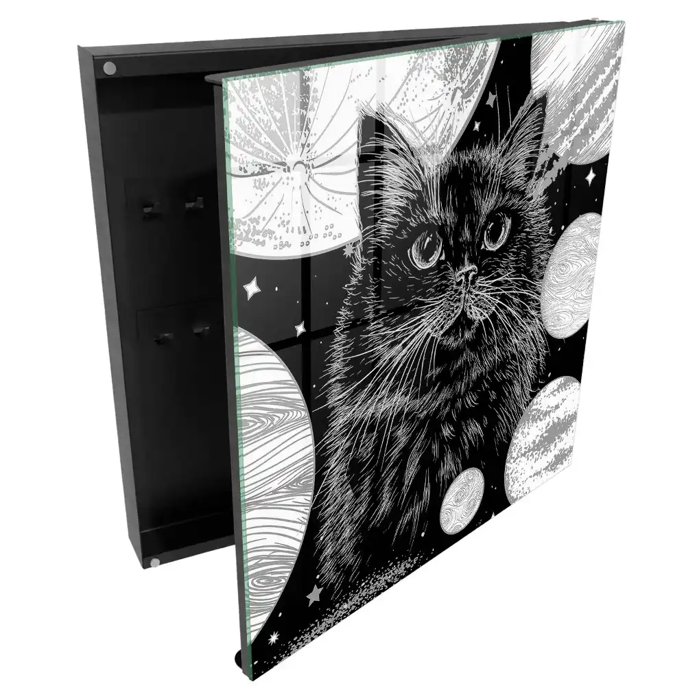 Boîte à clés un chat parmi les planètes l'espace l'harmonie parfaite