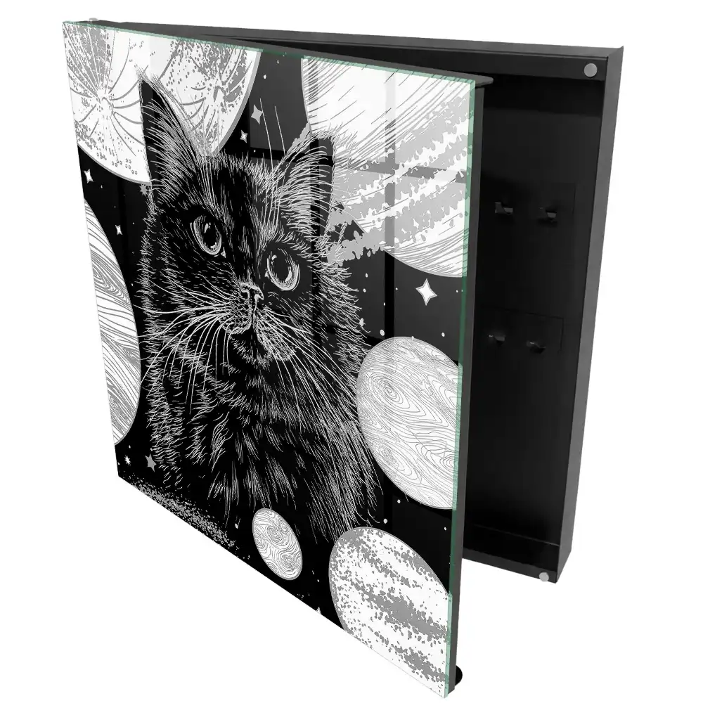 Boîte à clés un chat parmi les planètes l'espace l'harmonie parfaite