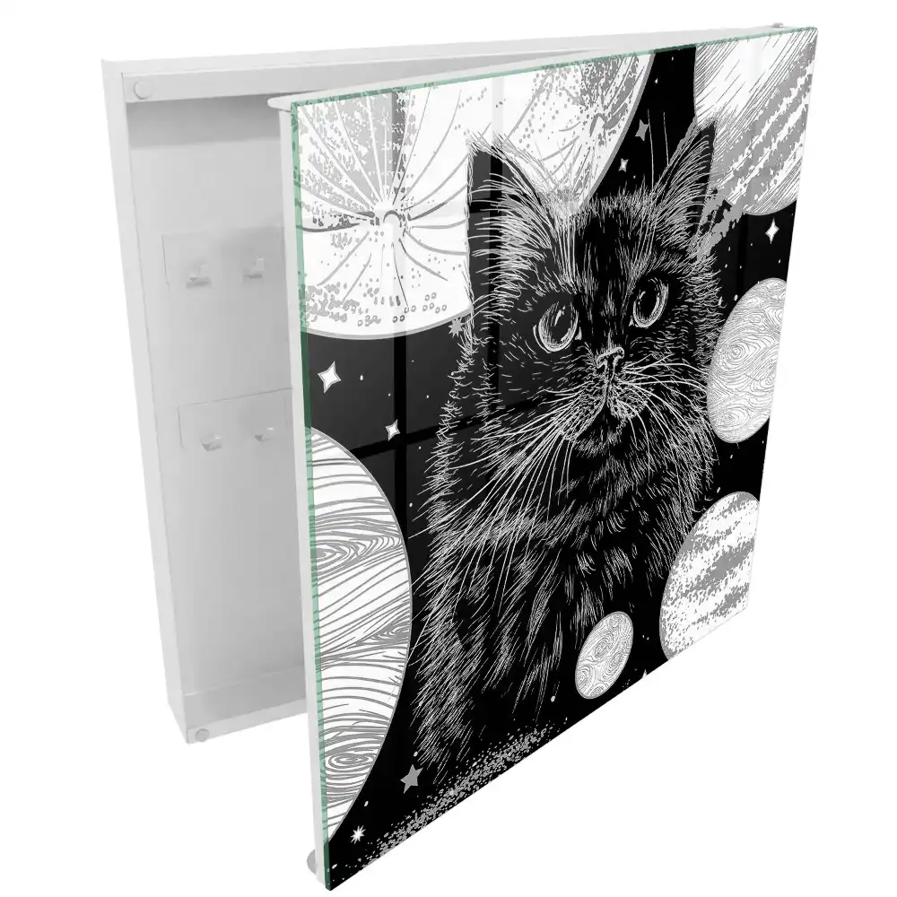 Boîte à clés un chat parmi les planètes l'espace l'harmonie parfaite