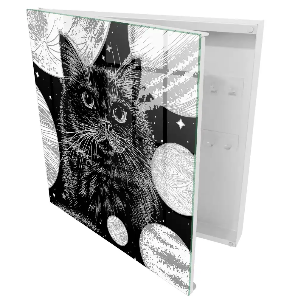 Boîte à clés un chat parmi les planètes l'espace l'harmonie parfaite