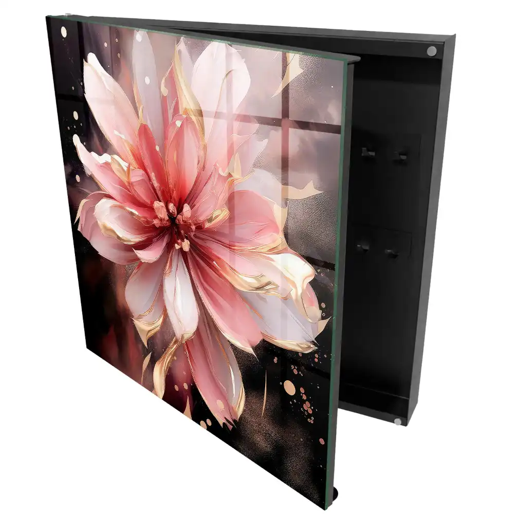 Boîte à clés murale une ravissante fleur aux nuances de rose et de crème