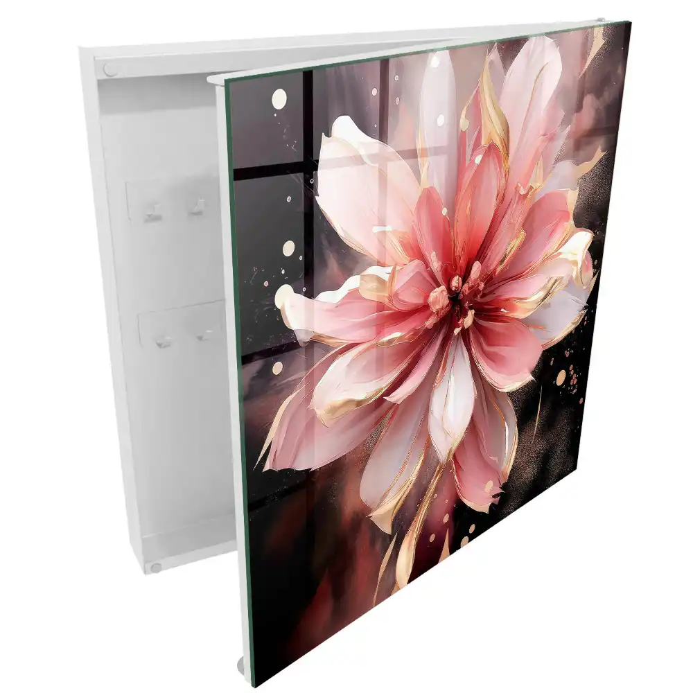 Boîte à clés murale une ravissante fleur aux nuances de rose et de crème