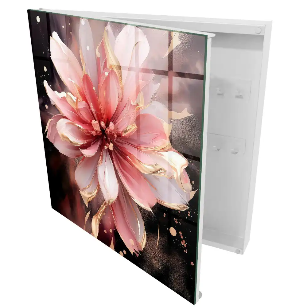 Boîte à clés murale une ravissante fleur aux nuances de rose et de crème
