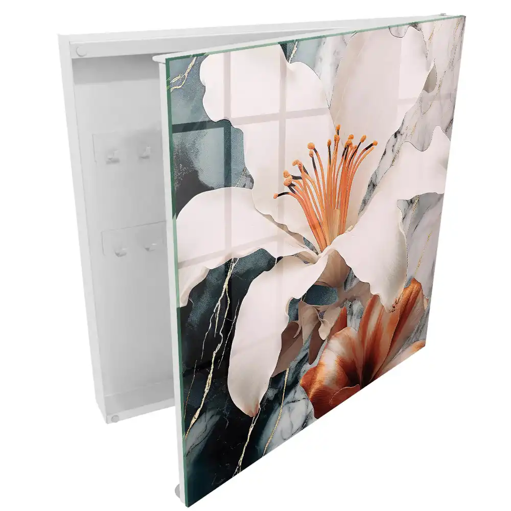 Armoire à clés des fleurs subtiles dans un cadre contrasté