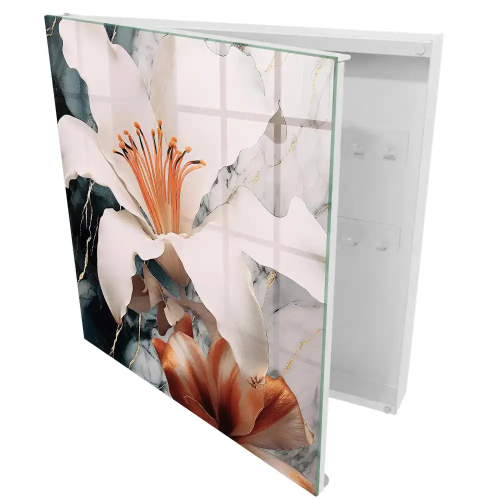 Armoire à clés des fleurs subtiles dans un cadre contrasté