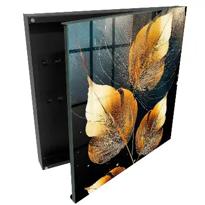 Boîte à clés murale des feuilles sur fond sombre sophistiqué et élégant