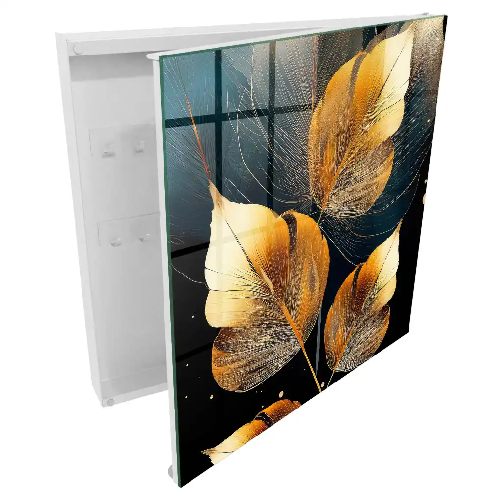 Boîte à clés murale des feuilles sur fond sombre sophistiqué et élégant