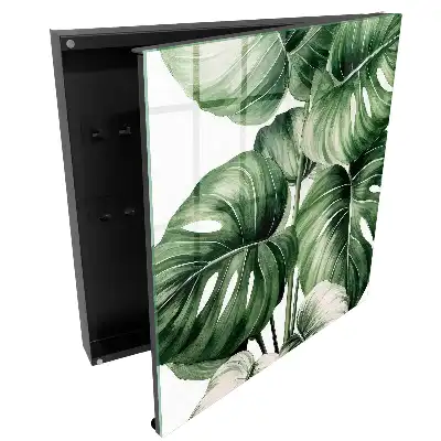 Armoire à clés monstera dans des tons verts et blancs
