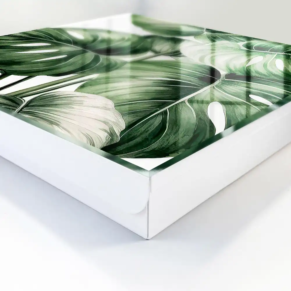 Armoire à clés monstera dans des tons verts et blancs
