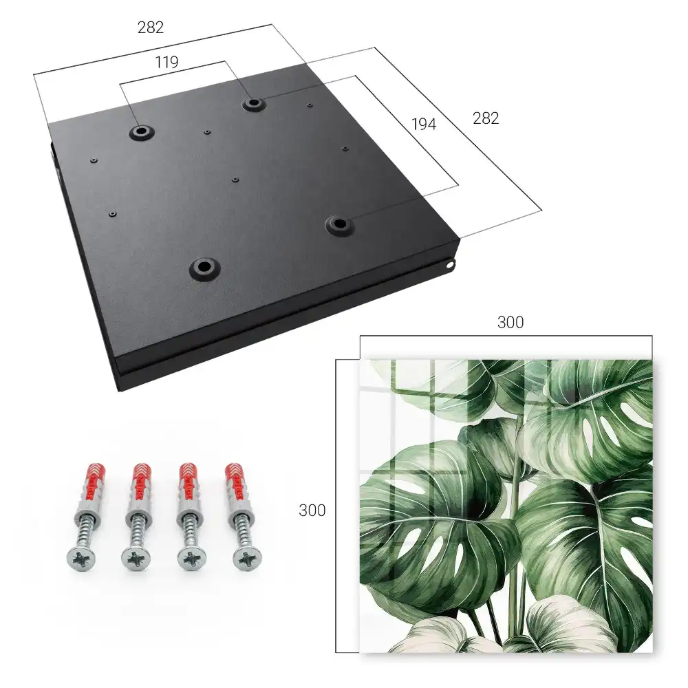 Armoire à clés monstera dans des tons verts et blancs