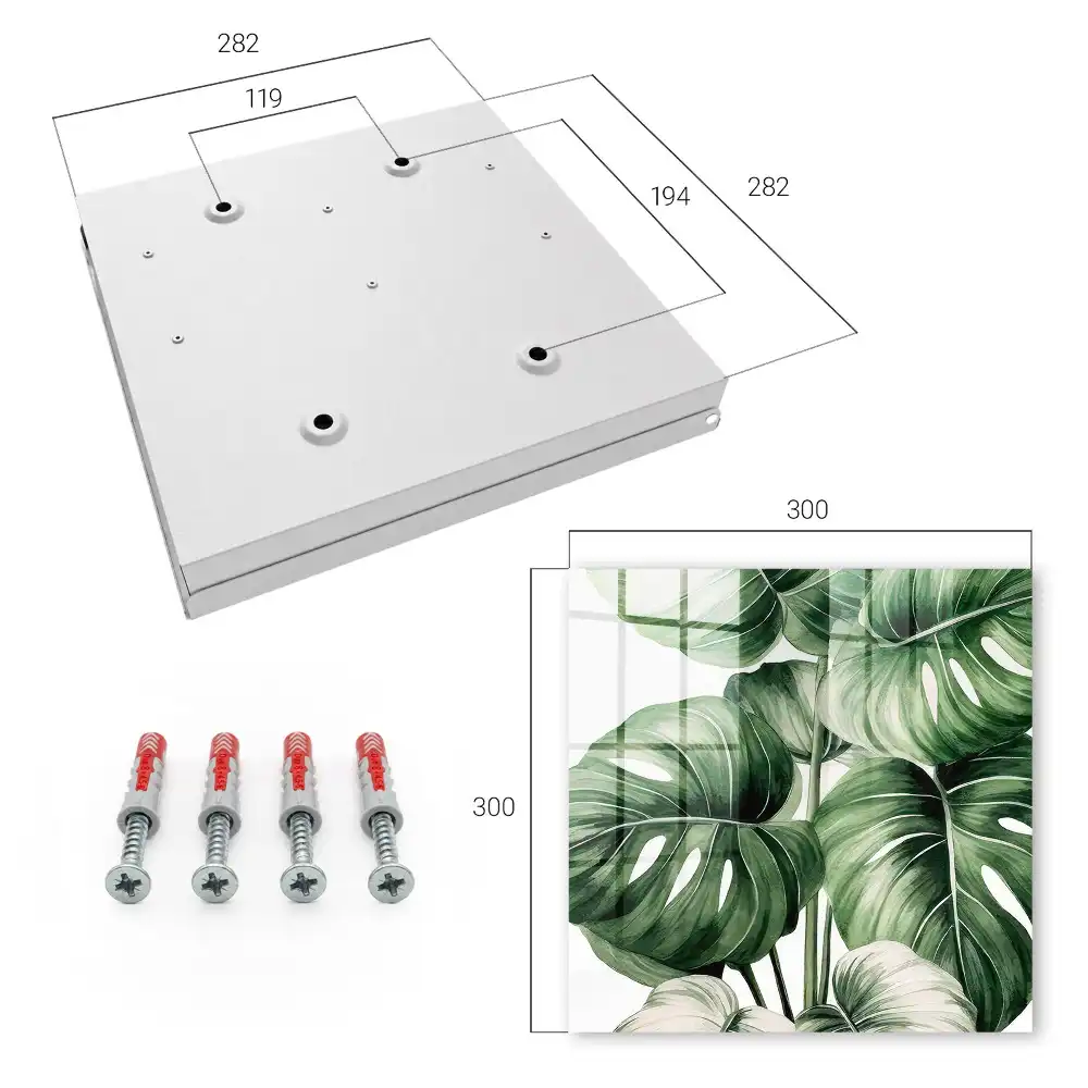 Armoire à clés monstera dans des tons verts et blancs