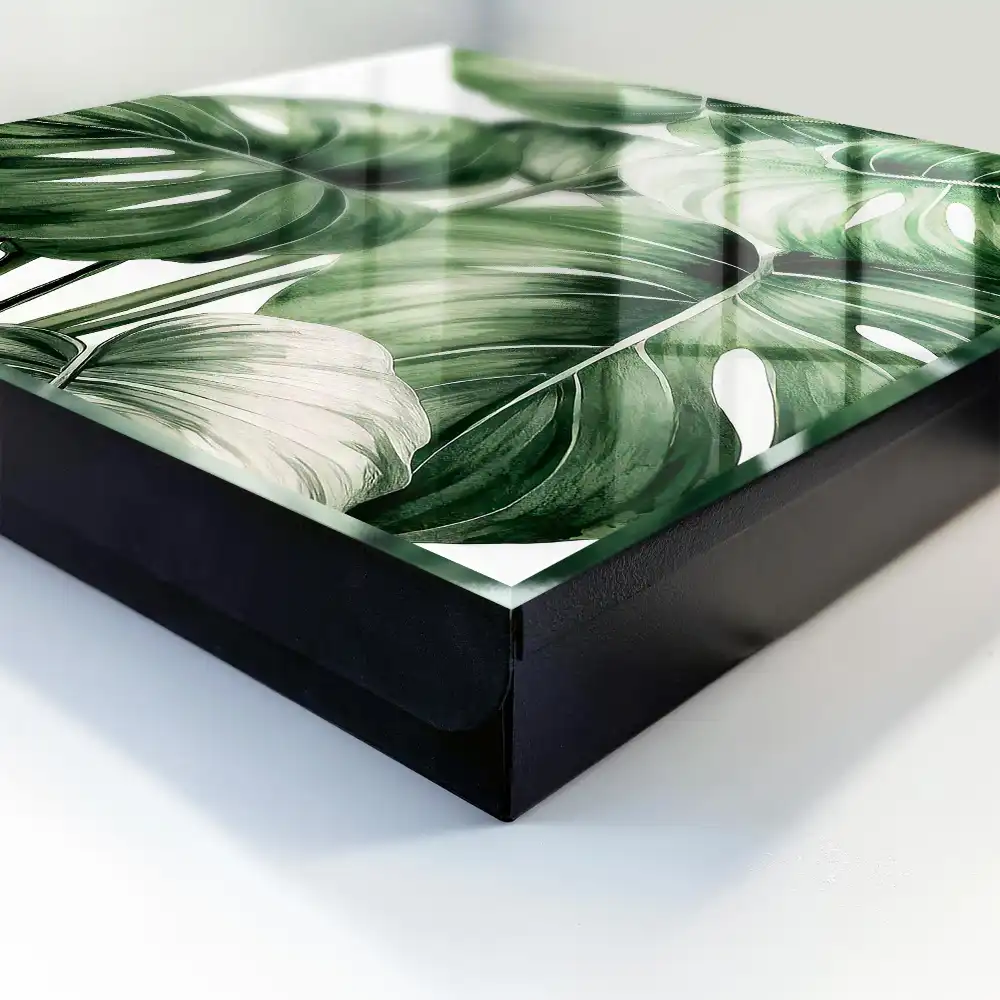 Armoire à clés monstera dans des tons verts et blancs
