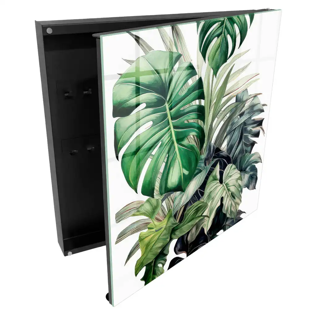 Boîte à clés murale feuilles vertes nature tropicale exotique