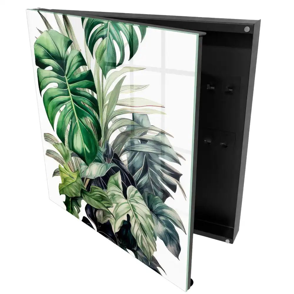 Boîte à clés murale feuilles vertes nature tropicale exotique