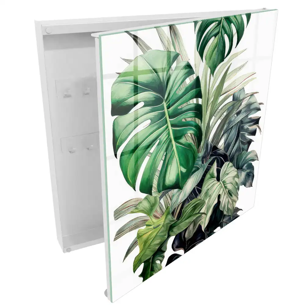 Boîte à clés murale feuilles vertes nature tropicale exotique