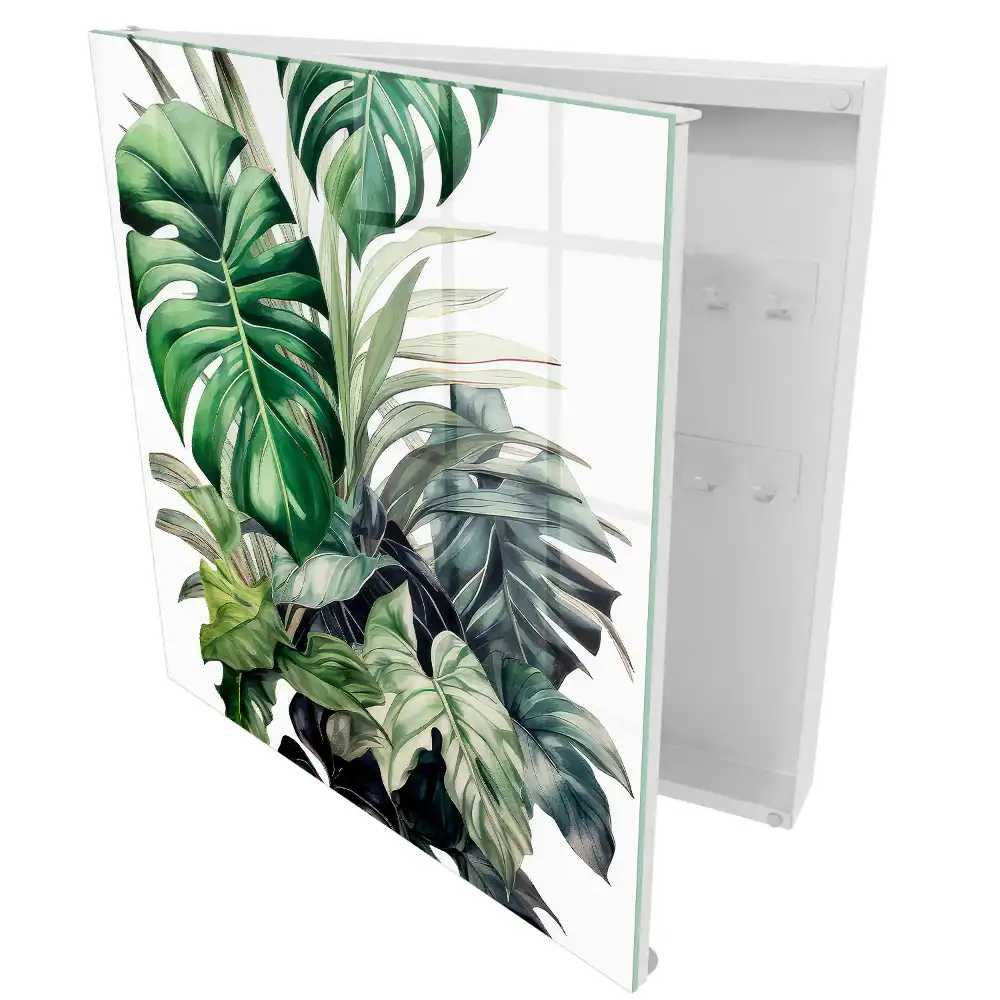 Boîte à clés murale feuilles vertes nature tropicale exotique