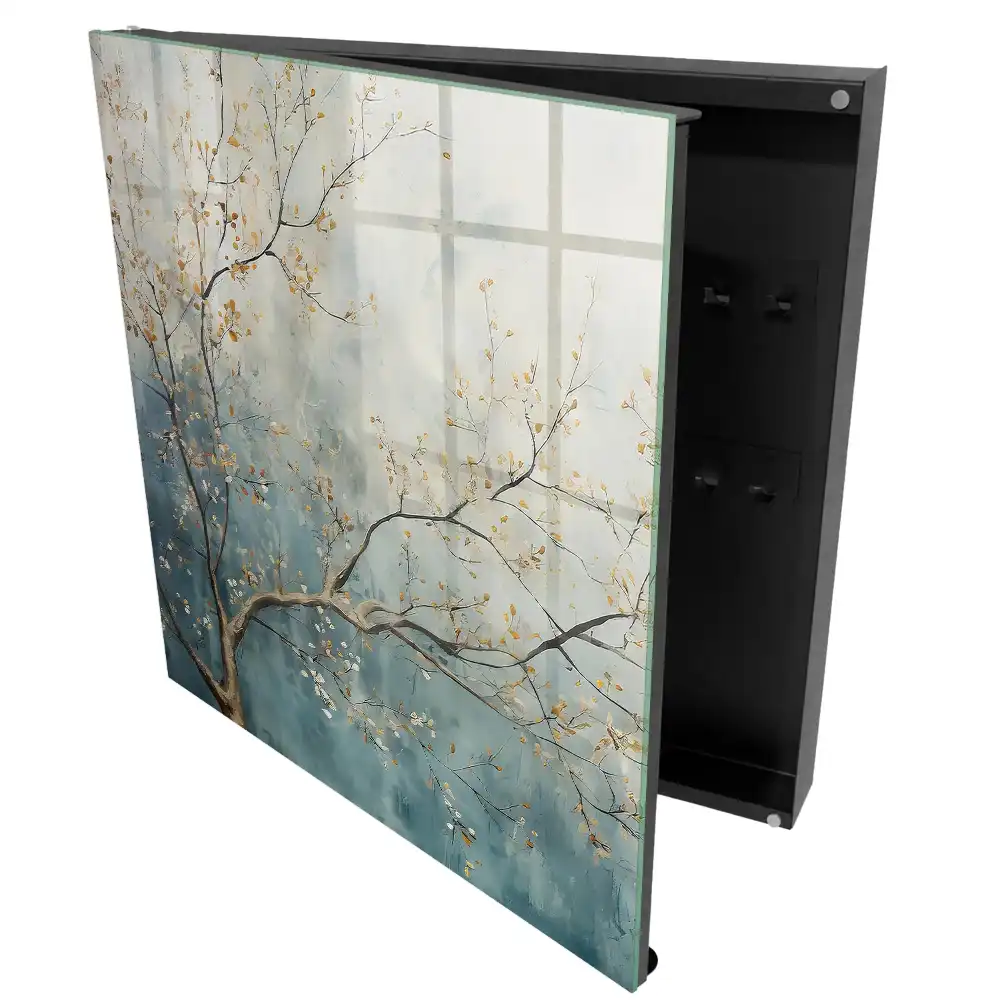 Armoire à clés branche d'arbre aux feuilles pastel