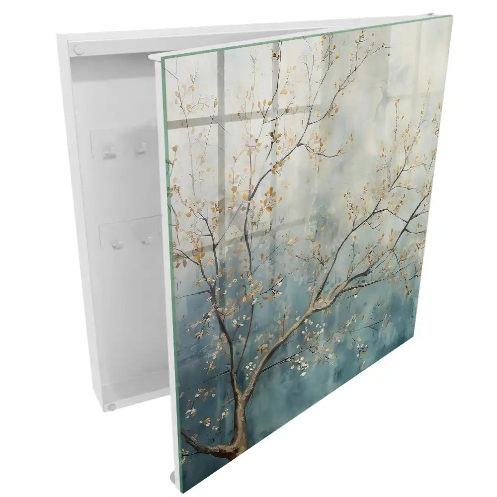 Armoire à clés branche d'arbre aux feuilles pastel