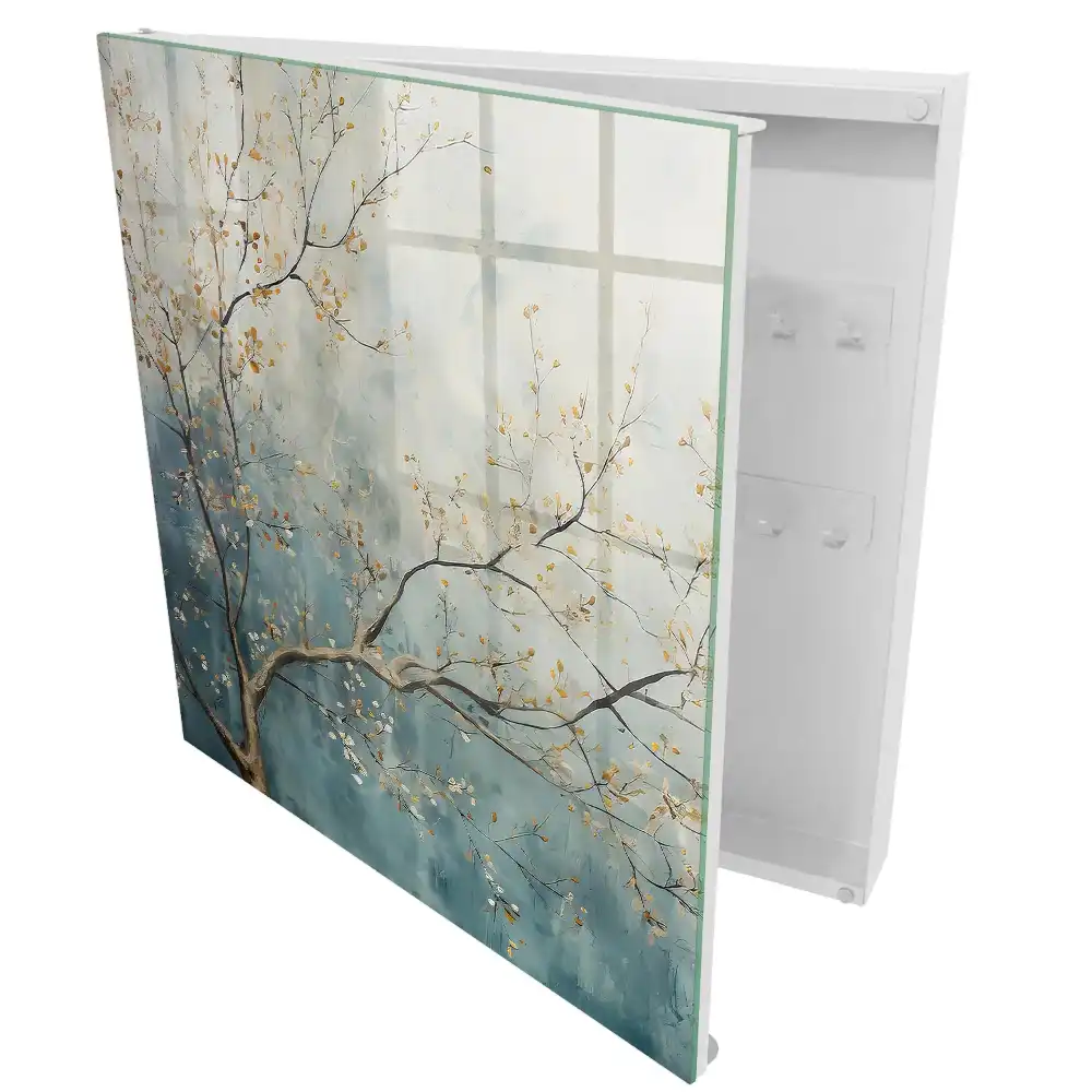 Armoire à clés branche d'arbre aux feuilles pastel