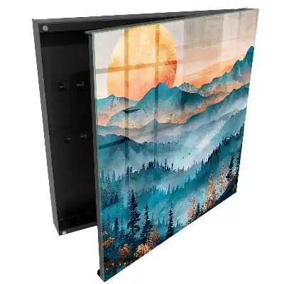 Boîte à clés un paysage magnifique avec des montagnes et du soleil
