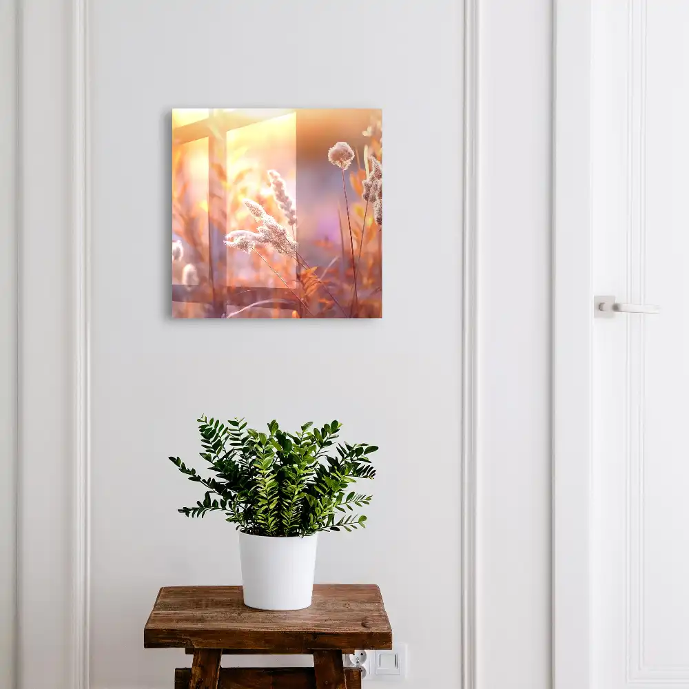 Boîte à clés des couleurs chaudes et des plantes délicates baignées de lumière