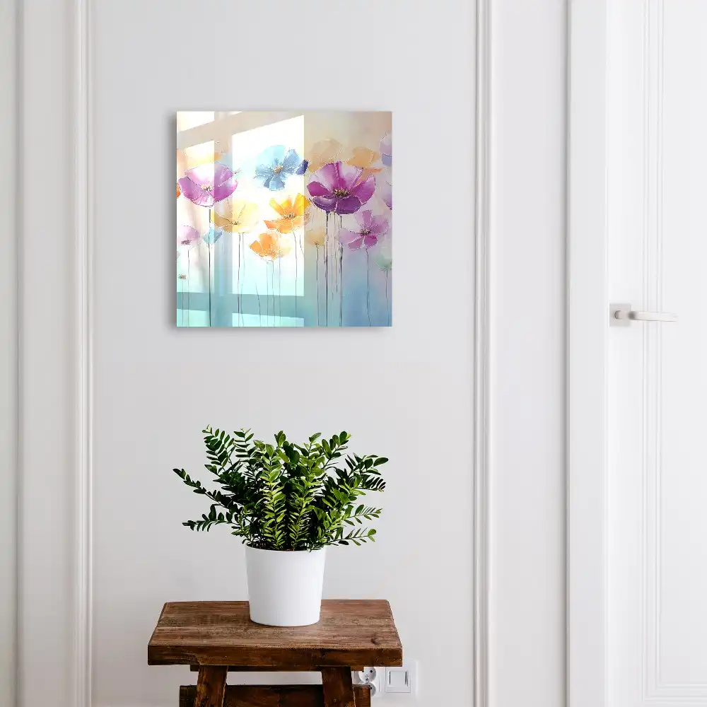 Boîte à clés murale des fleurs colorées sur un fond lumineux plein d'énergie