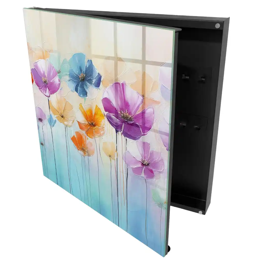 Boîte à clés murale des fleurs colorées sur un fond lumineux plein d'énergie