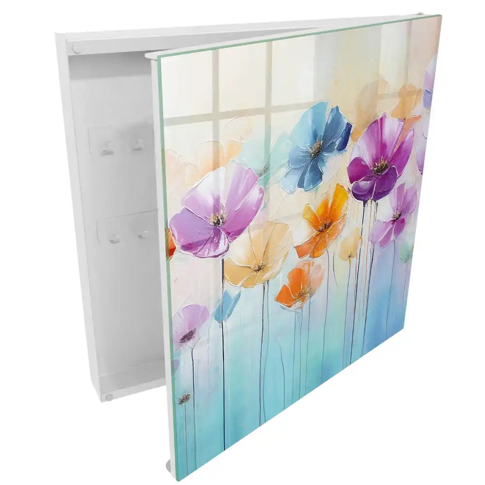 Boîte à clés murale des fleurs colorées sur un fond lumineux plein d'énergie