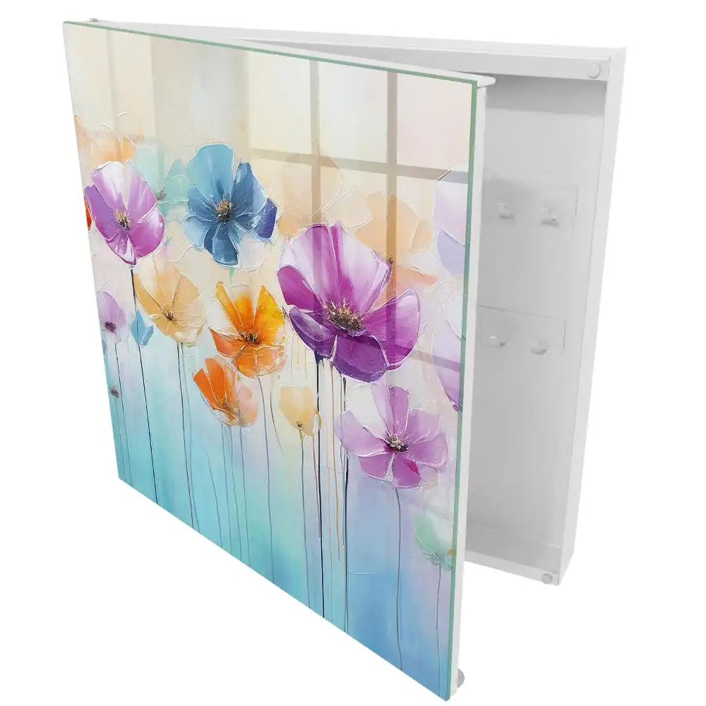 Boîte à clés murale des fleurs colorées sur un fond lumineux plein d'énergie