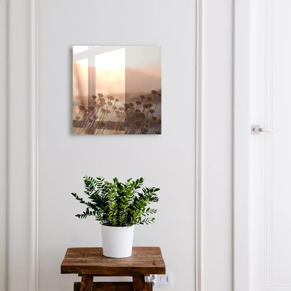Boîte à clés un paysage chaleureux et harmonieux avec des fleurs séchées