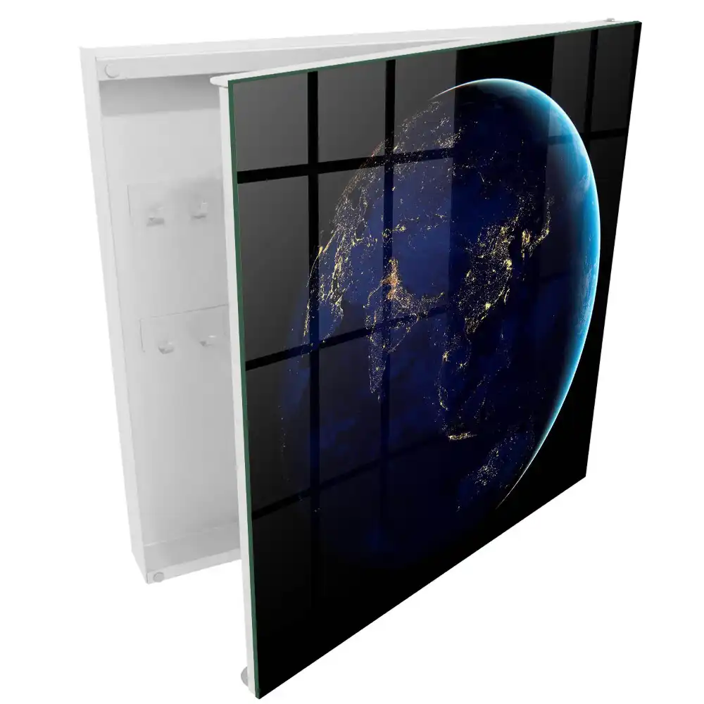 Armoire à clés la Terre vue de l'espace la nuit