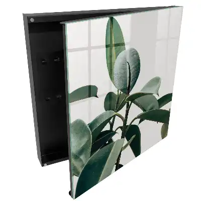 Boîte à clés murale feuilles de ficus vertes sur fond clair