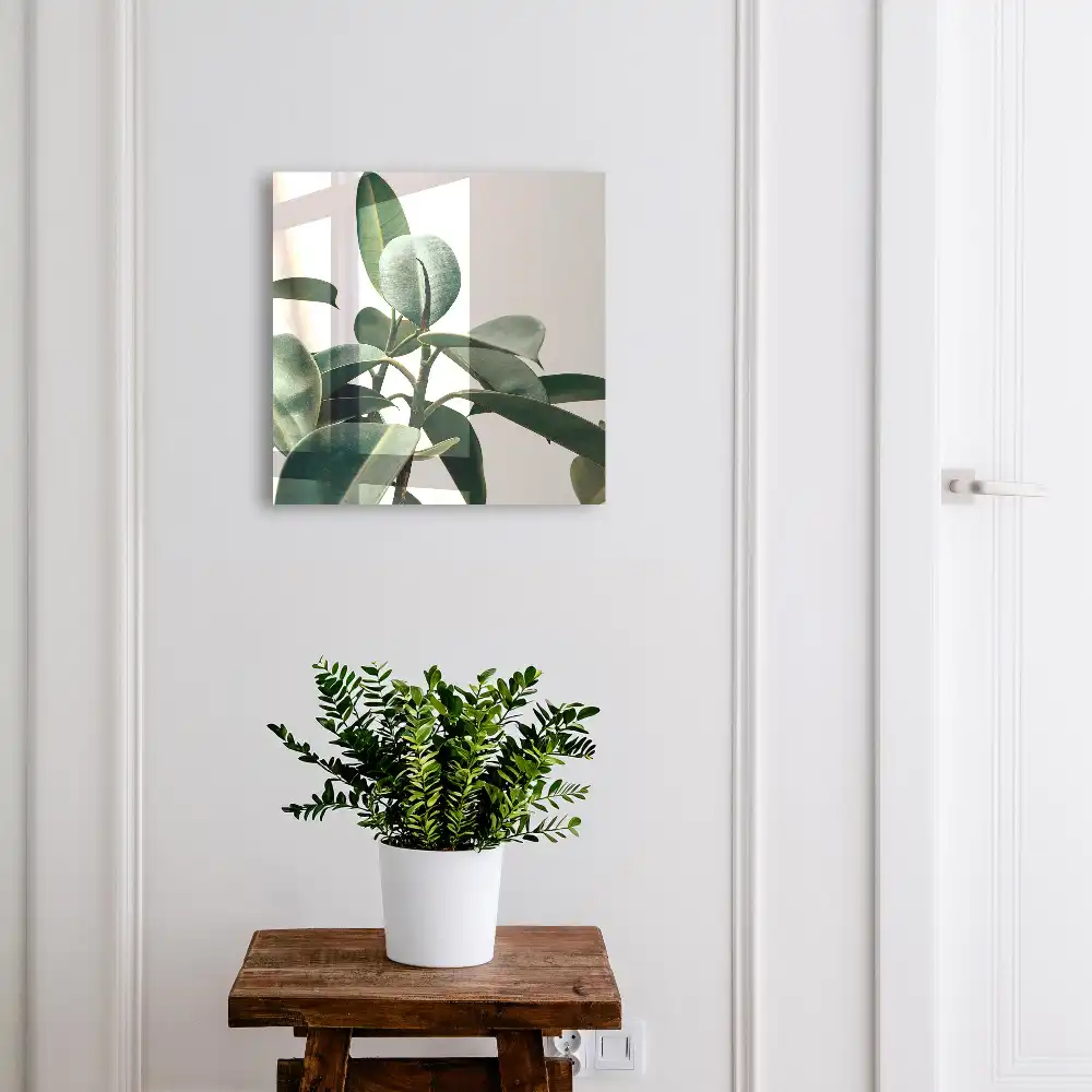 Boîte à clés murale feuilles de ficus vertes sur fond clair