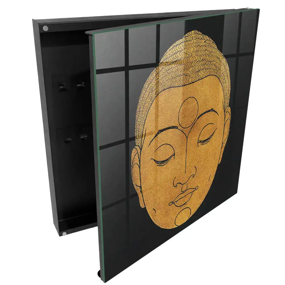 Armoire à clés motif de méditation minimaliste aux couleurs chaudes