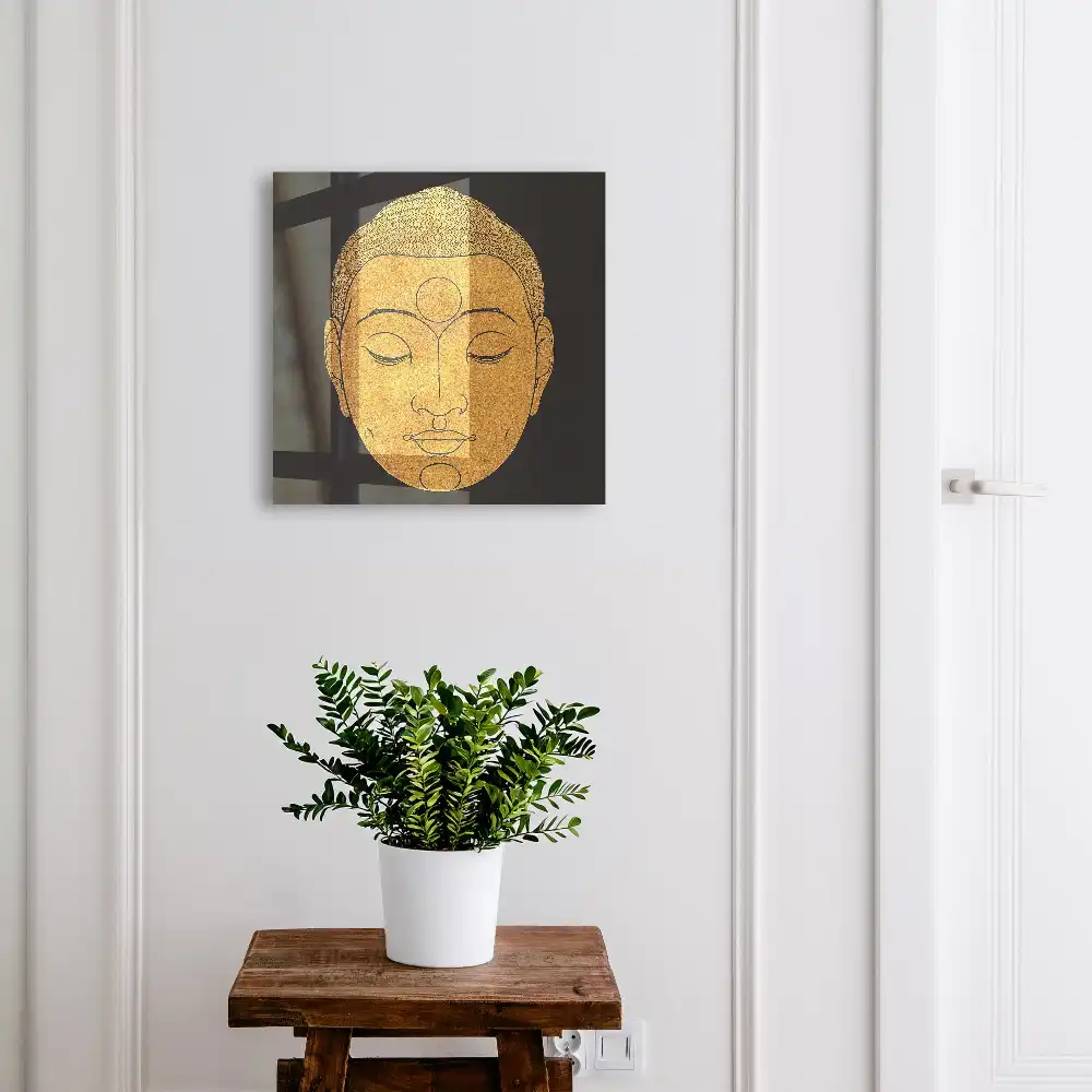 Armoire à clés motif de méditation minimaliste aux couleurs chaudes