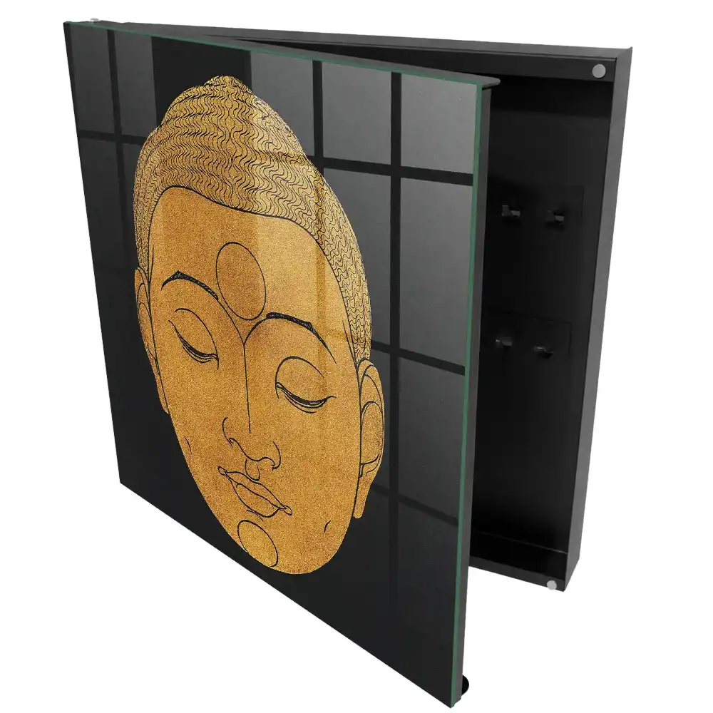 Armoire à clés motif de méditation minimaliste aux couleurs chaudes