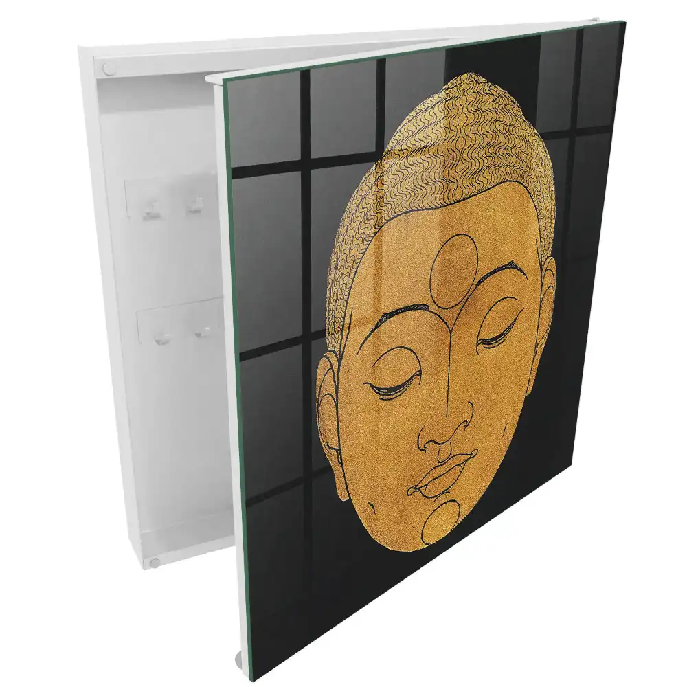Armoire à clés motif de méditation minimaliste aux couleurs chaudes