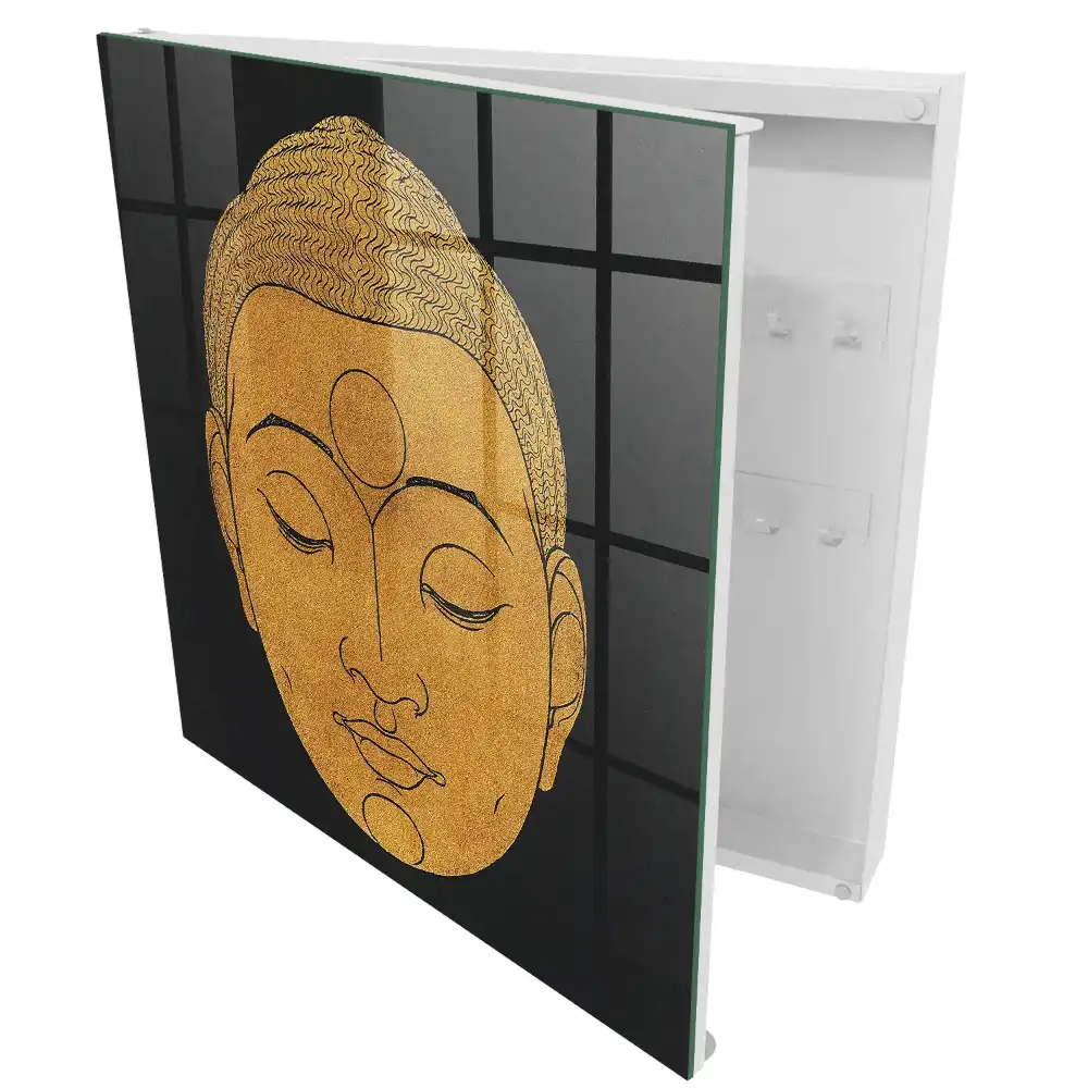 Armoire à clés motif de méditation minimaliste aux couleurs chaudes