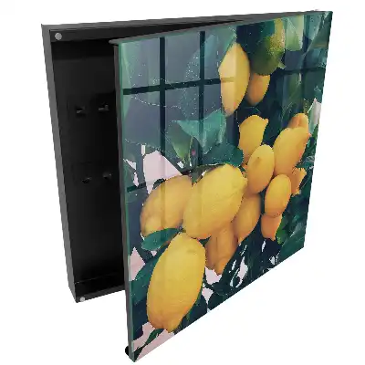 Armoire à clés citrons jaunes sur des feuilles vertes