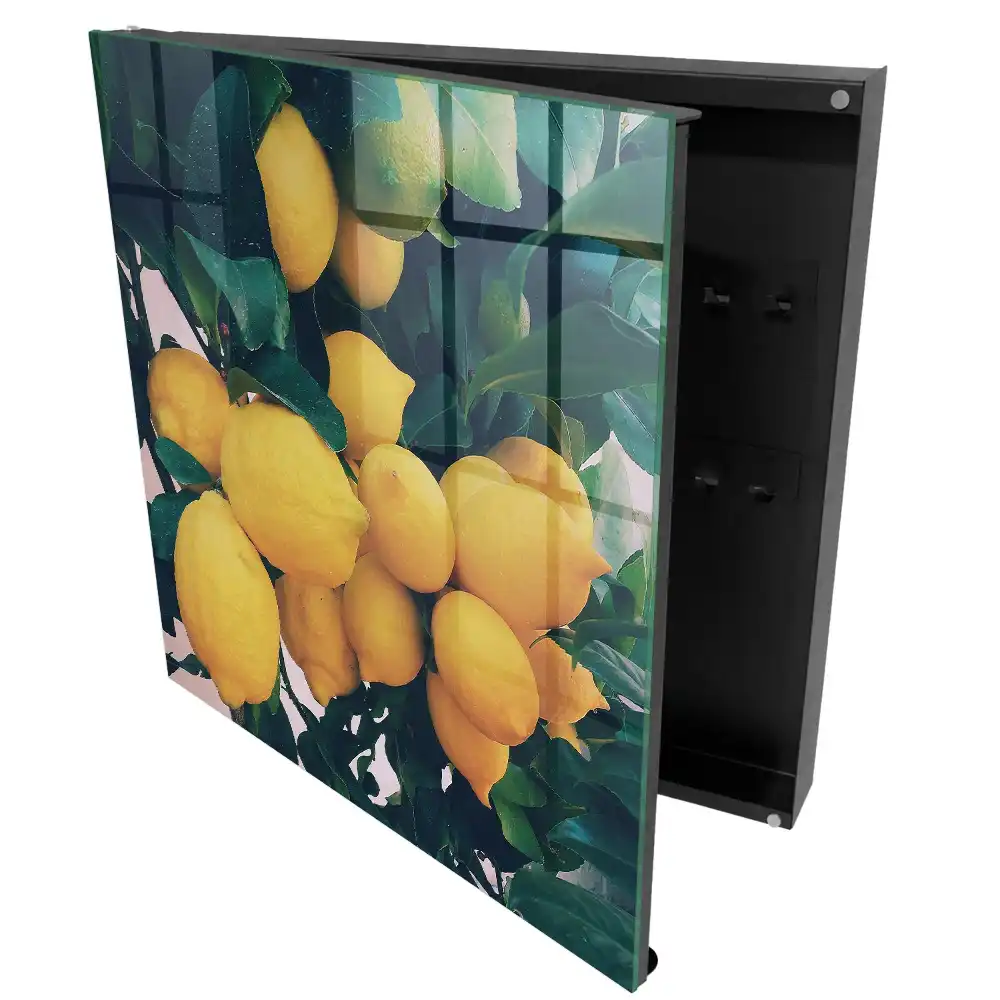 Armoire à clés citrons jaunes sur des feuilles vertes