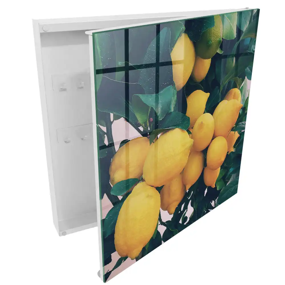 Armoire à clés citrons jaunes sur des feuilles vertes