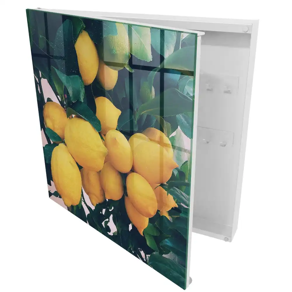Armoire à clés citrons jaunes sur des feuilles vertes