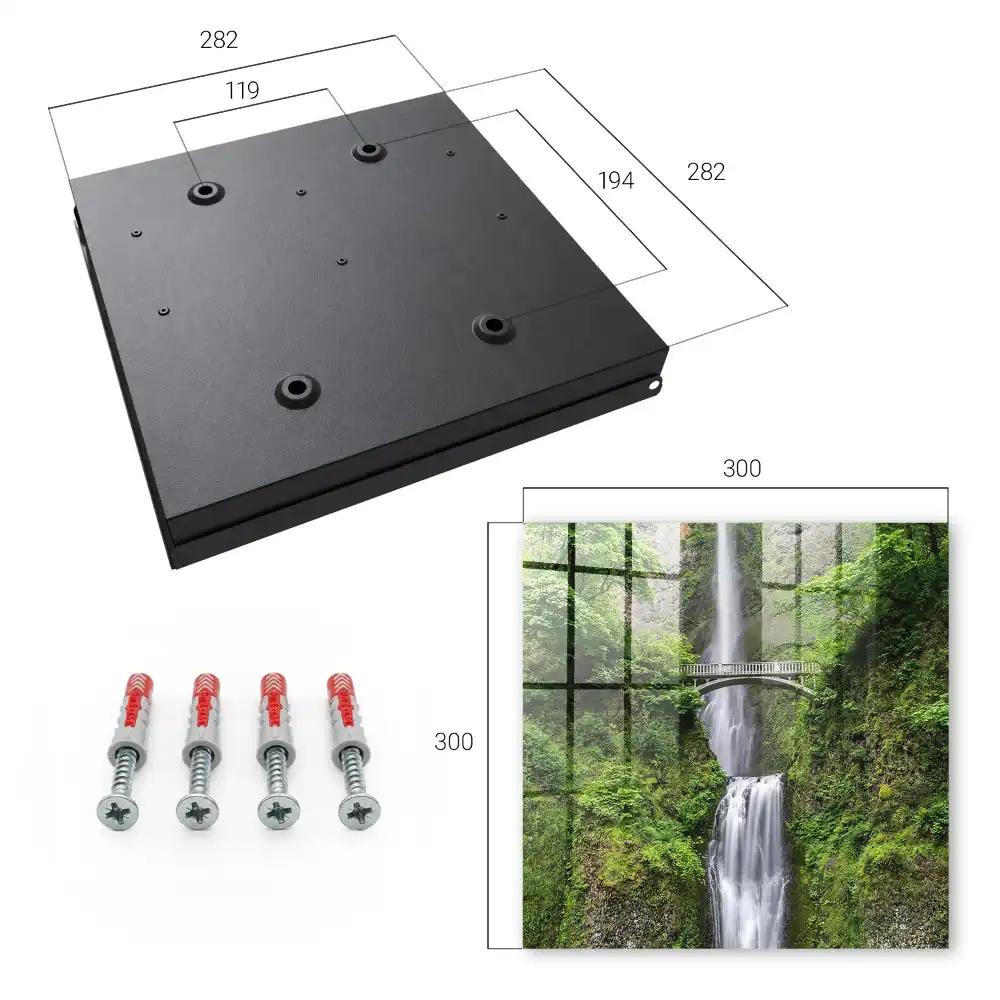 Armoire à clés une cascade et un pont entourés de verdure